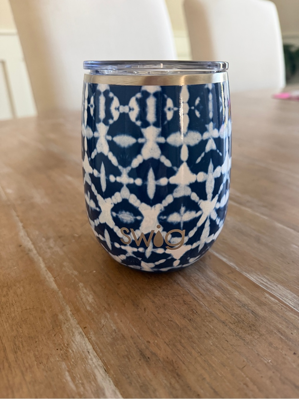 Swig Navy Blue & White Insulated Tumbler Wine Cup - 12 oz